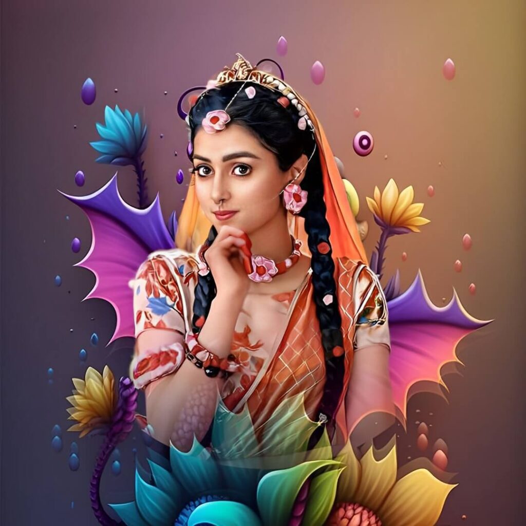 Radha with beautiful flower