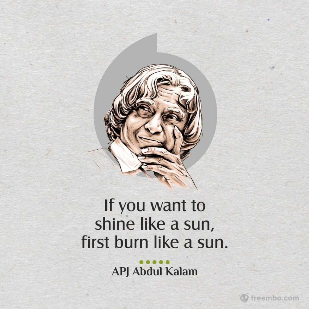 Abdul Kalam Quotes with gray texture background and abdul kalam painting image in top