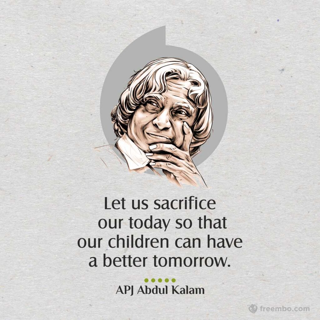 Abdul Kalam Quotes with light gray texture background and abdul kalam painting image in top