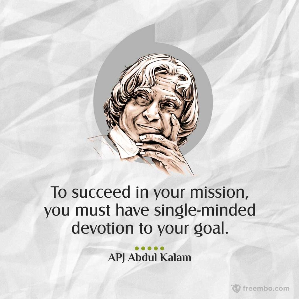 Abdul Kalam Quotes with gray paper texture background and abdul kalam painting image in top