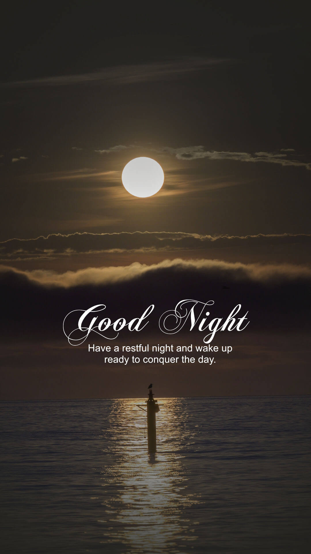 Ship and full moon - Good Night Image