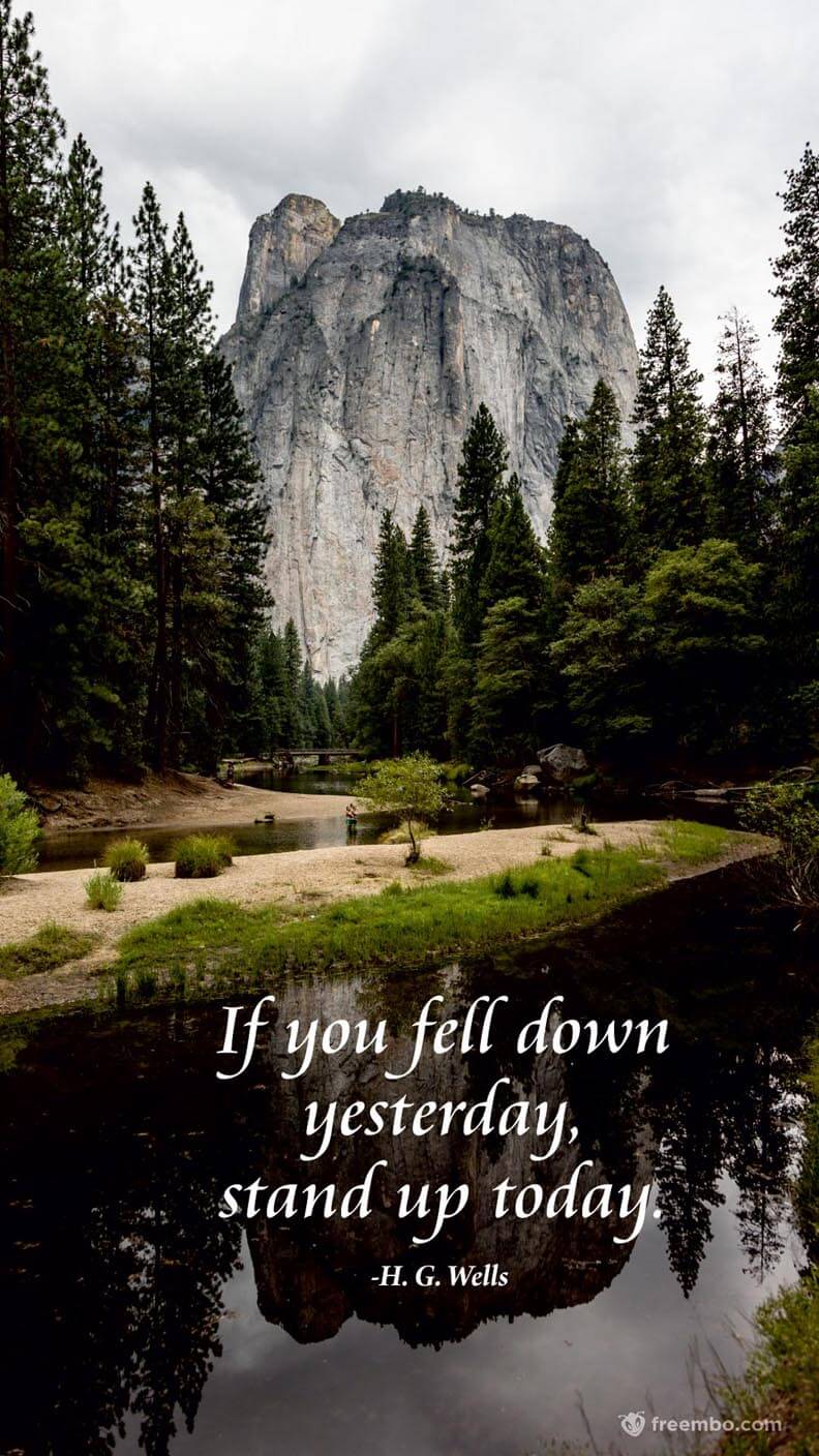 rock mountain with river and H.G. Wells quote 