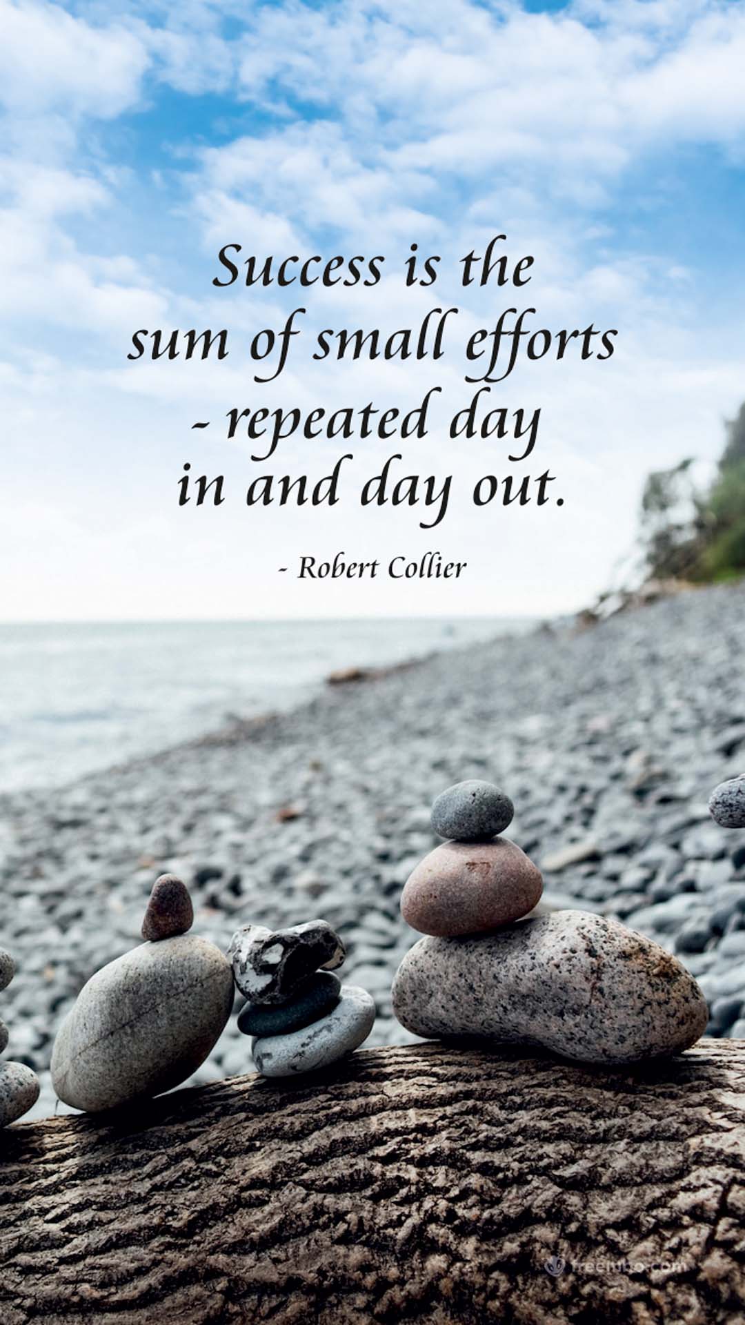 Sea beach and stone with quote