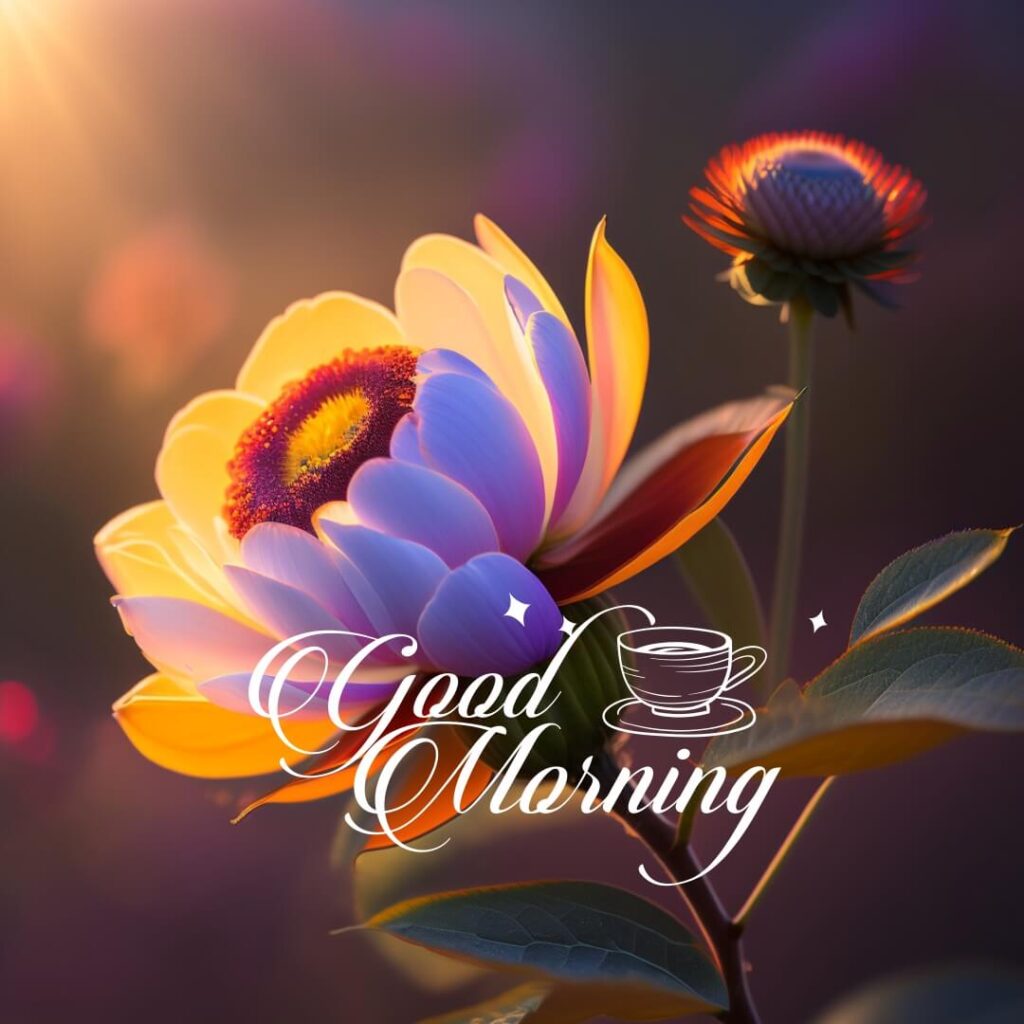 good morning image flower with sunrise - freembo