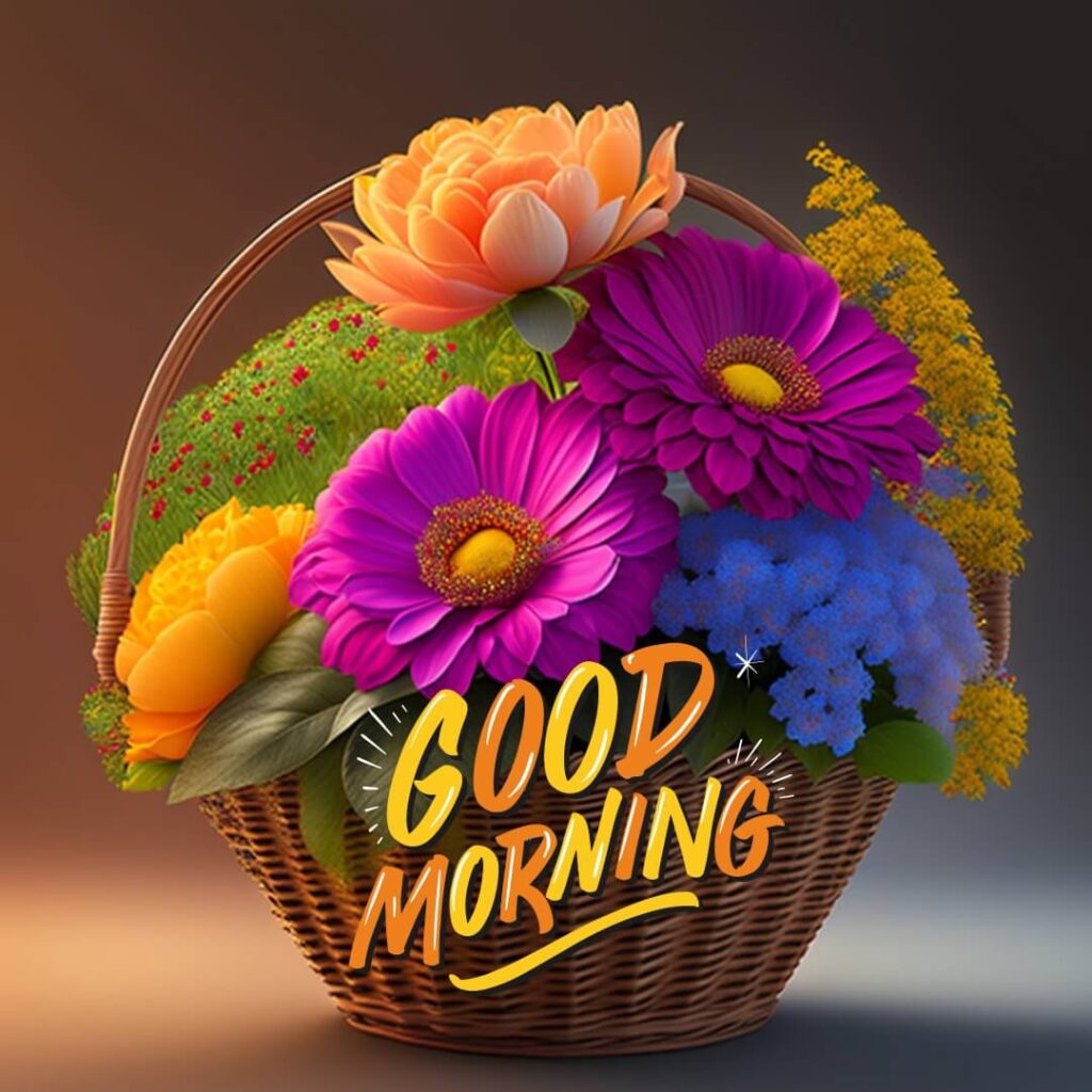 good morning image with basket flower - freembo