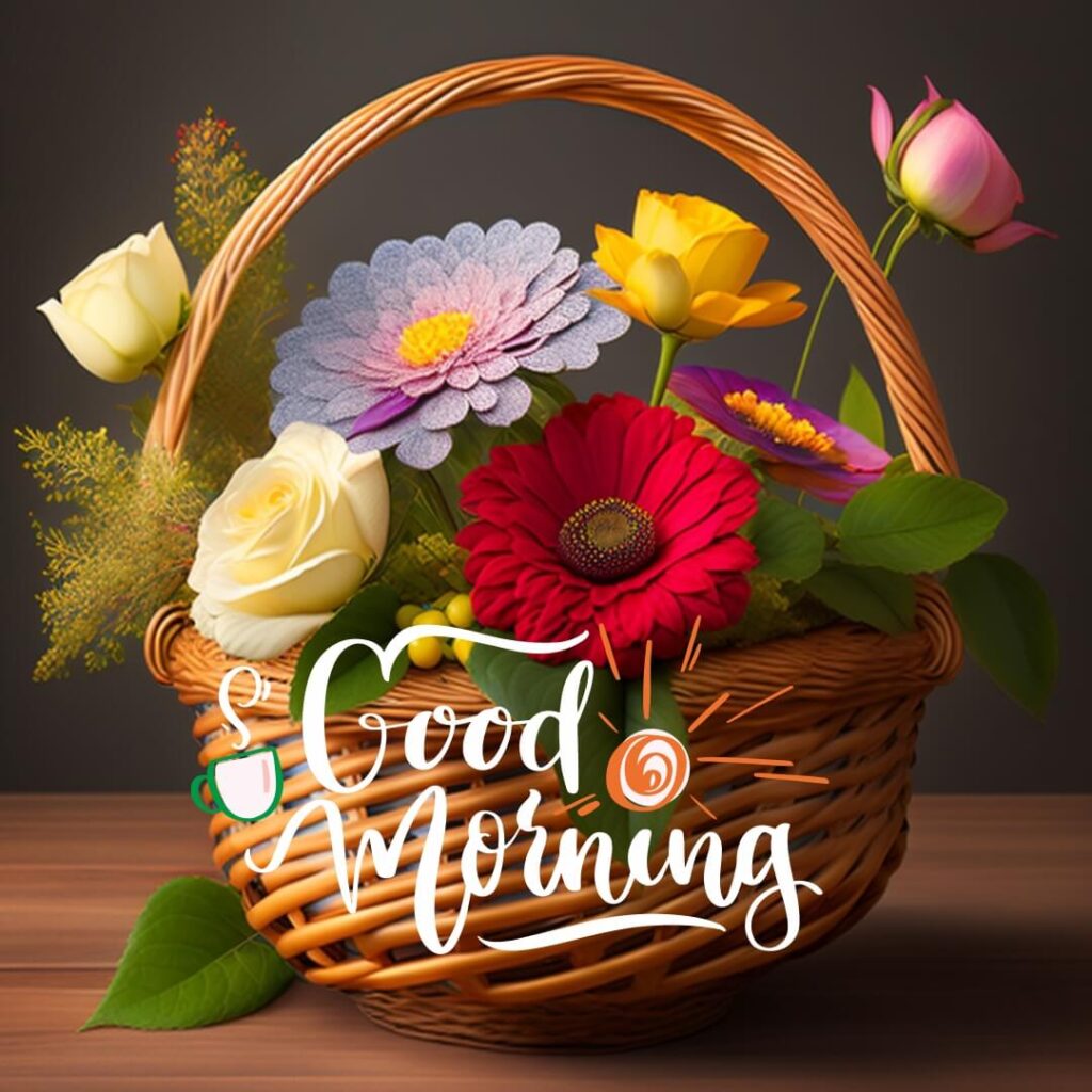 good morning image with beautiful flower basket - freembo