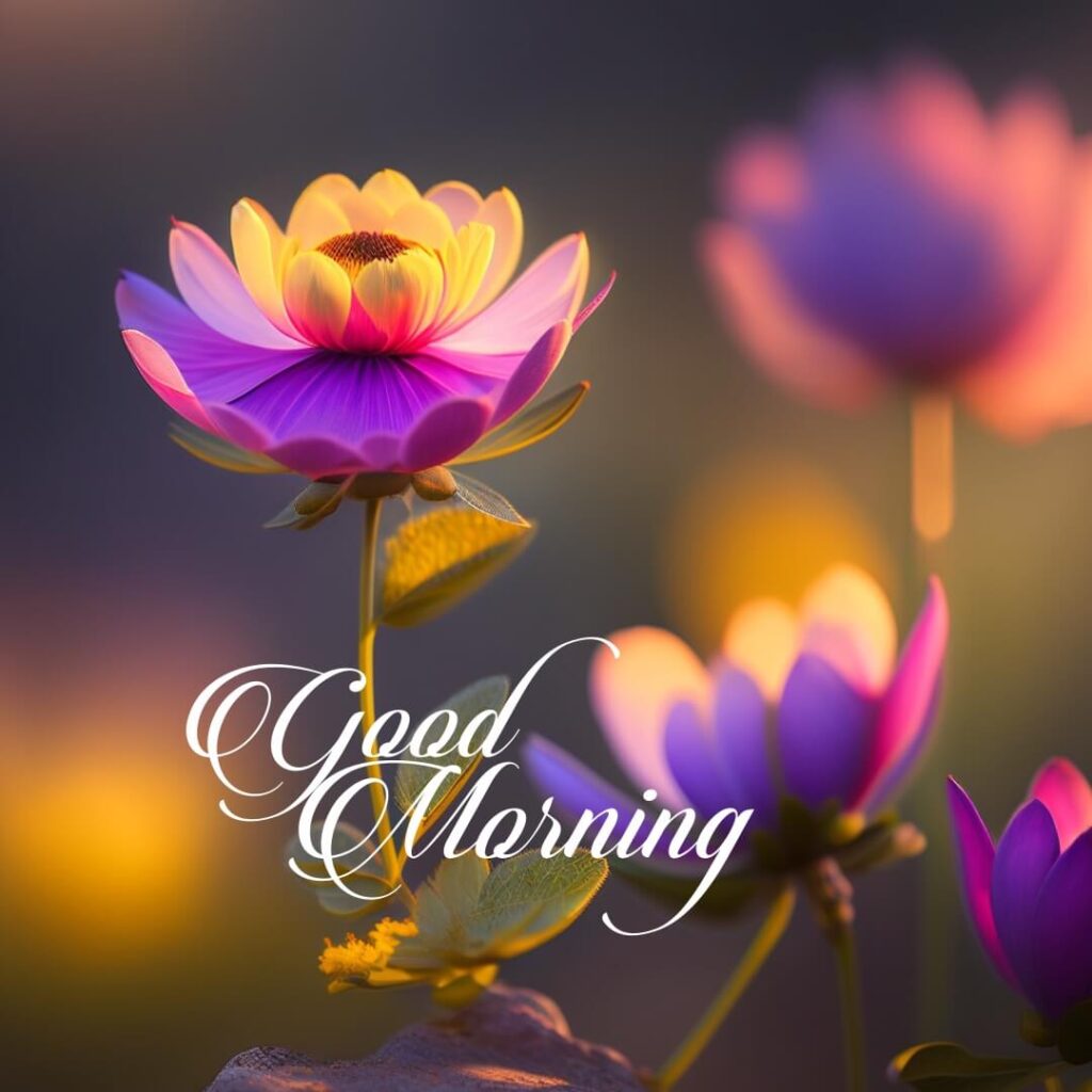 good morning image with purple flower - freembo