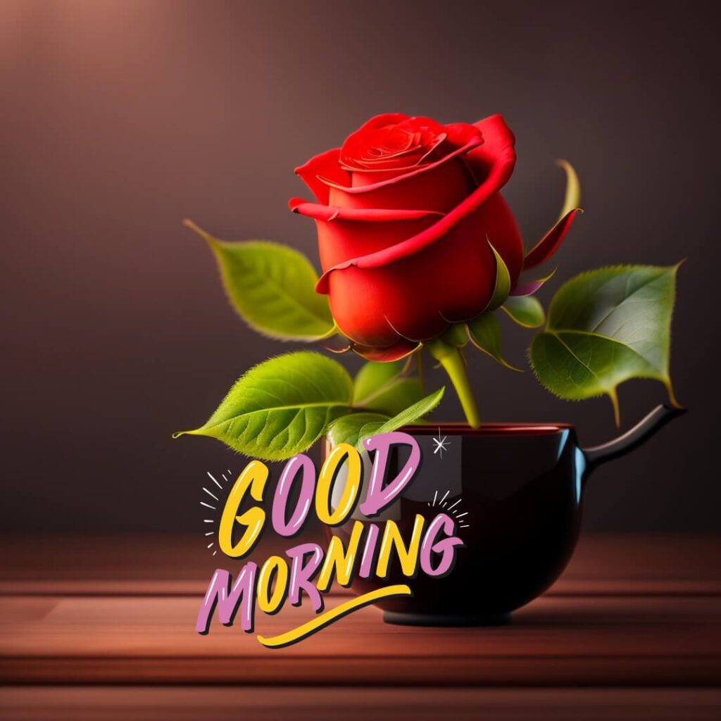 good morning image with red rose - freembo